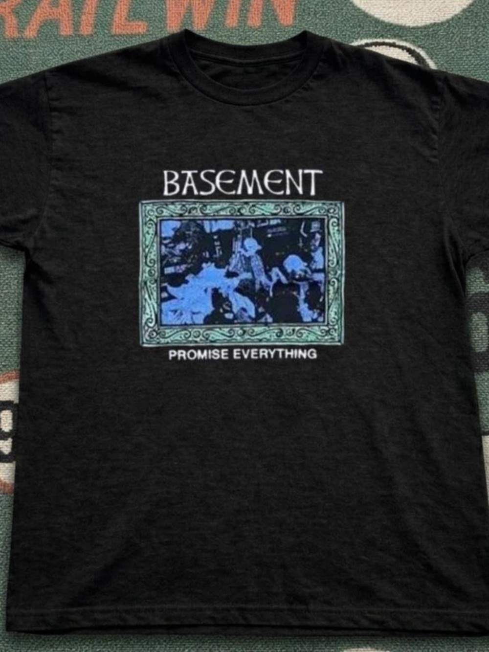 Gildan Black 'Basement' Graphic Tee with Blue & Green Frame